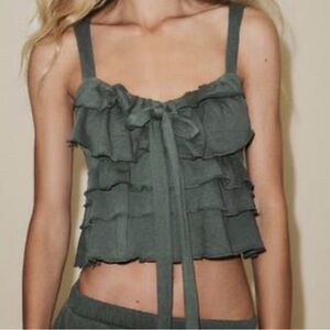 Zara Ruffled Tie-Front Tank Top